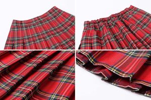 Women Girls Pleated Skirts with Shorts, Elastic Waist Uniform Plus Size Tennis Casual Skirt, 2 Years - US 4XL